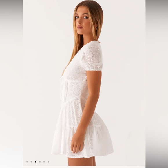 Peppermayo Sweetness Mini Dress - White Size 4 Cotton Eyelet Romantic Corset NWT - Picture 5 of 13